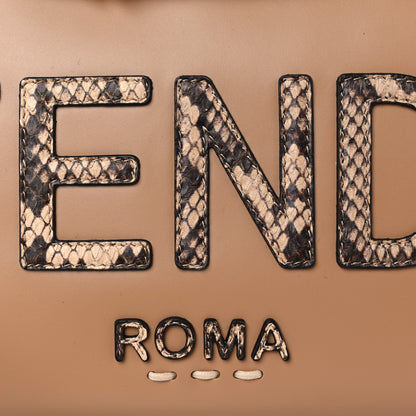 Fendi Vitello King Elaphe Python Print Logo Medium By The Way Boston Bag Miele Scuro Makeup 11 of 11