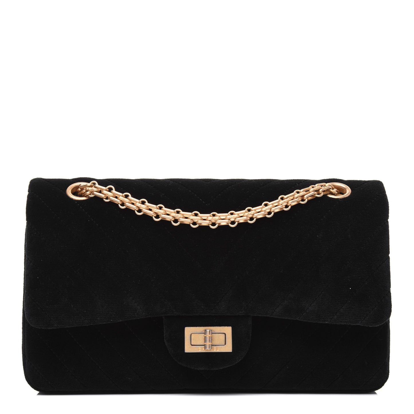 Velvet Chevron Quilted 2.55 Reissue 225 Flap Black