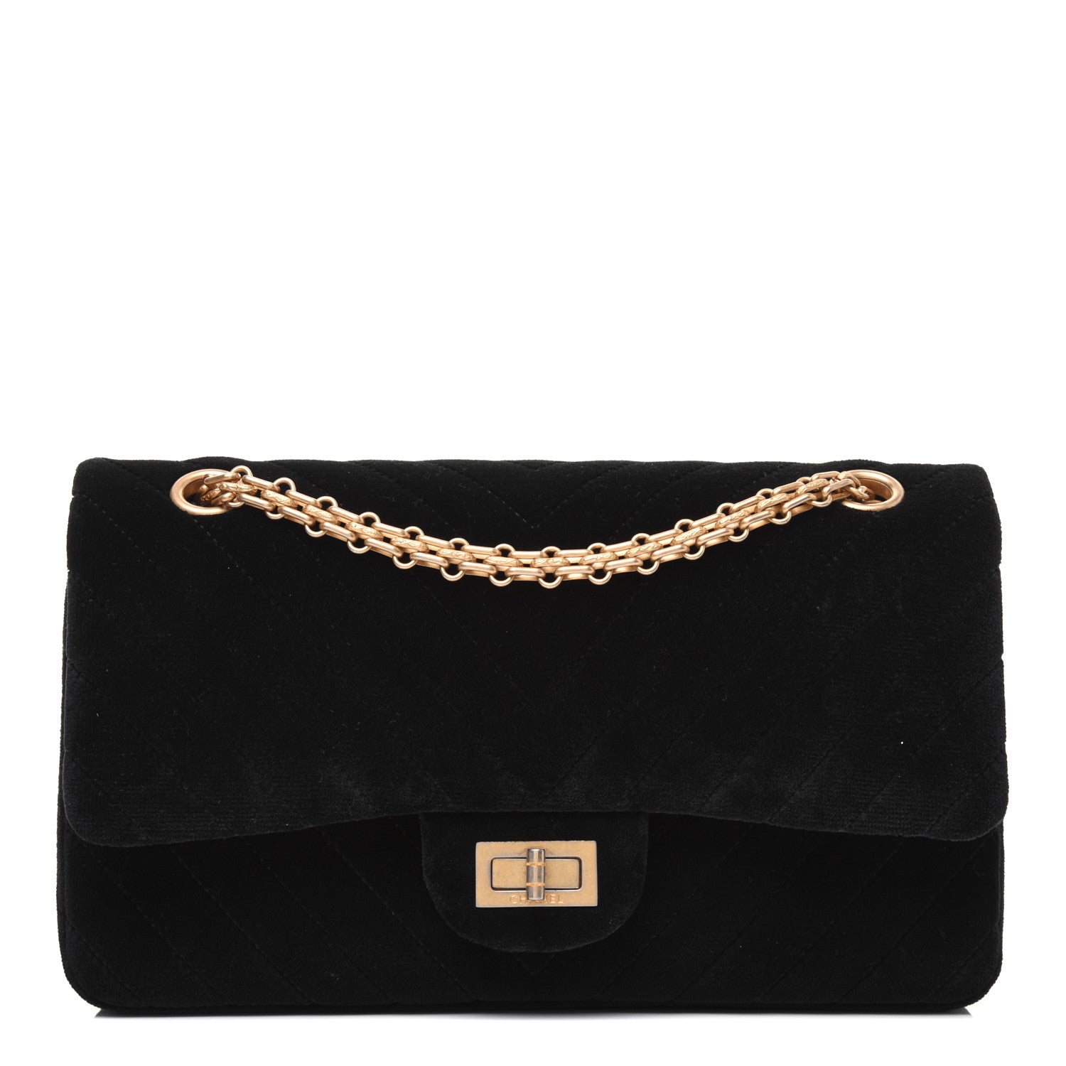Chanel Velvet Chevron Quilted 2.55 Reissue 225 Flap Black 1 of 17