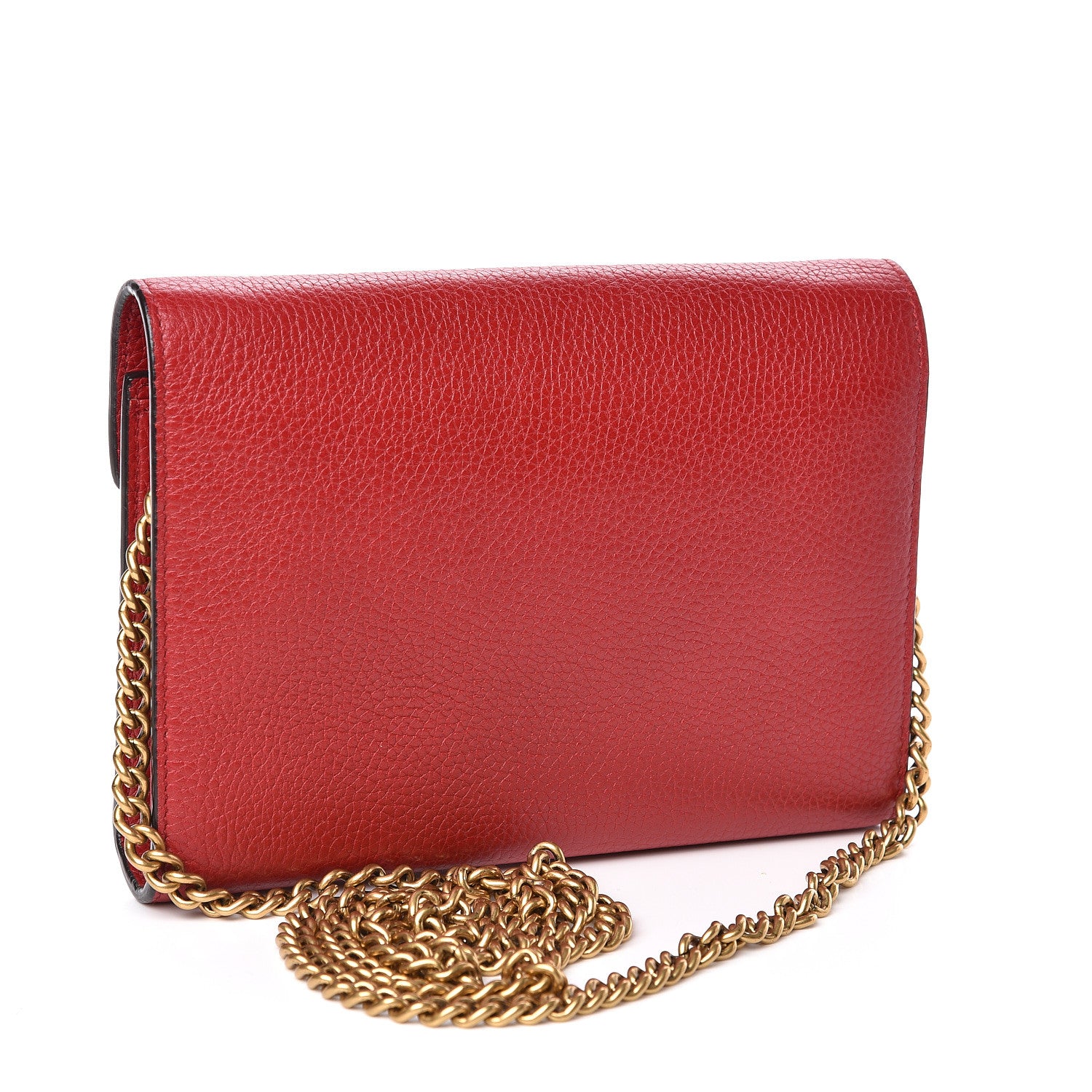 Gucci Calfskin GG Marmont Chain Wallet Vulcanic Red 3 of 10