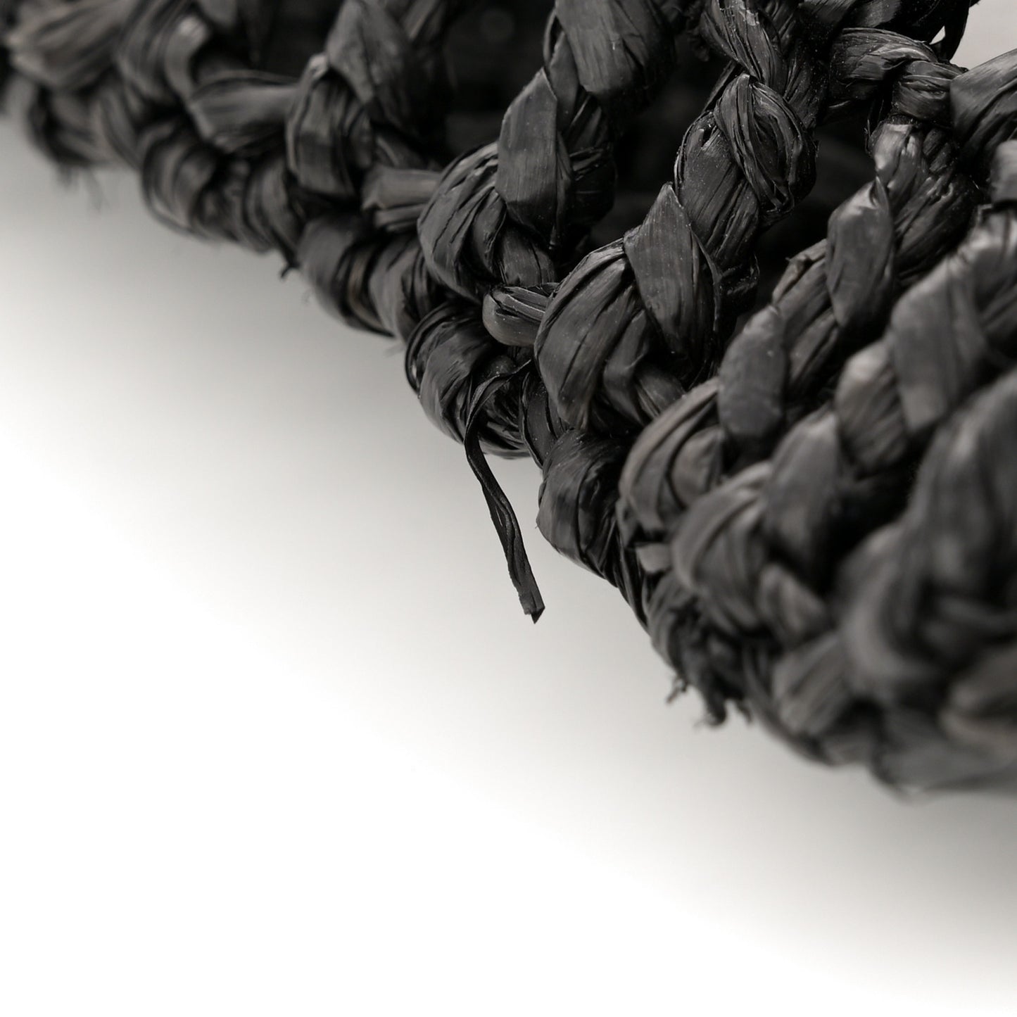 Raffia Calfskin Oxalis Shoulder Bag Black