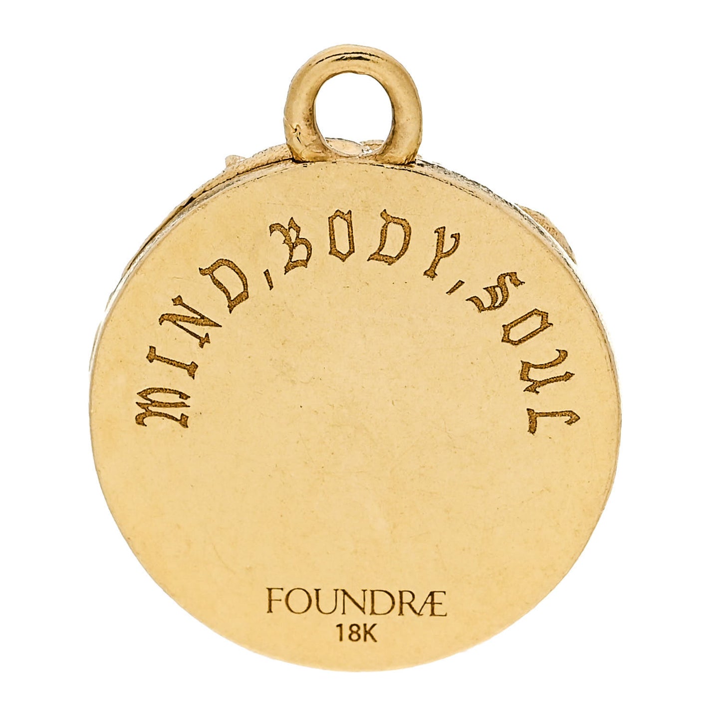 18K Yellow Gold Diamond Baby Mind Body Soul Wholeness Medallion Pendant