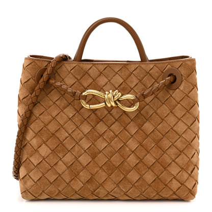 Bottega Veneta Suede Intrecciato Small Andiamo Shoulder Bag Amber 1 of 10