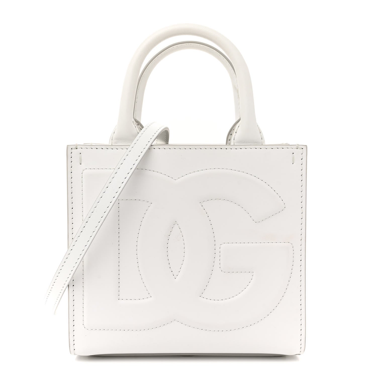 Dolce & Gabbana Vitello Mini DG Logo Shoppting Tote Optic White 1 of 13