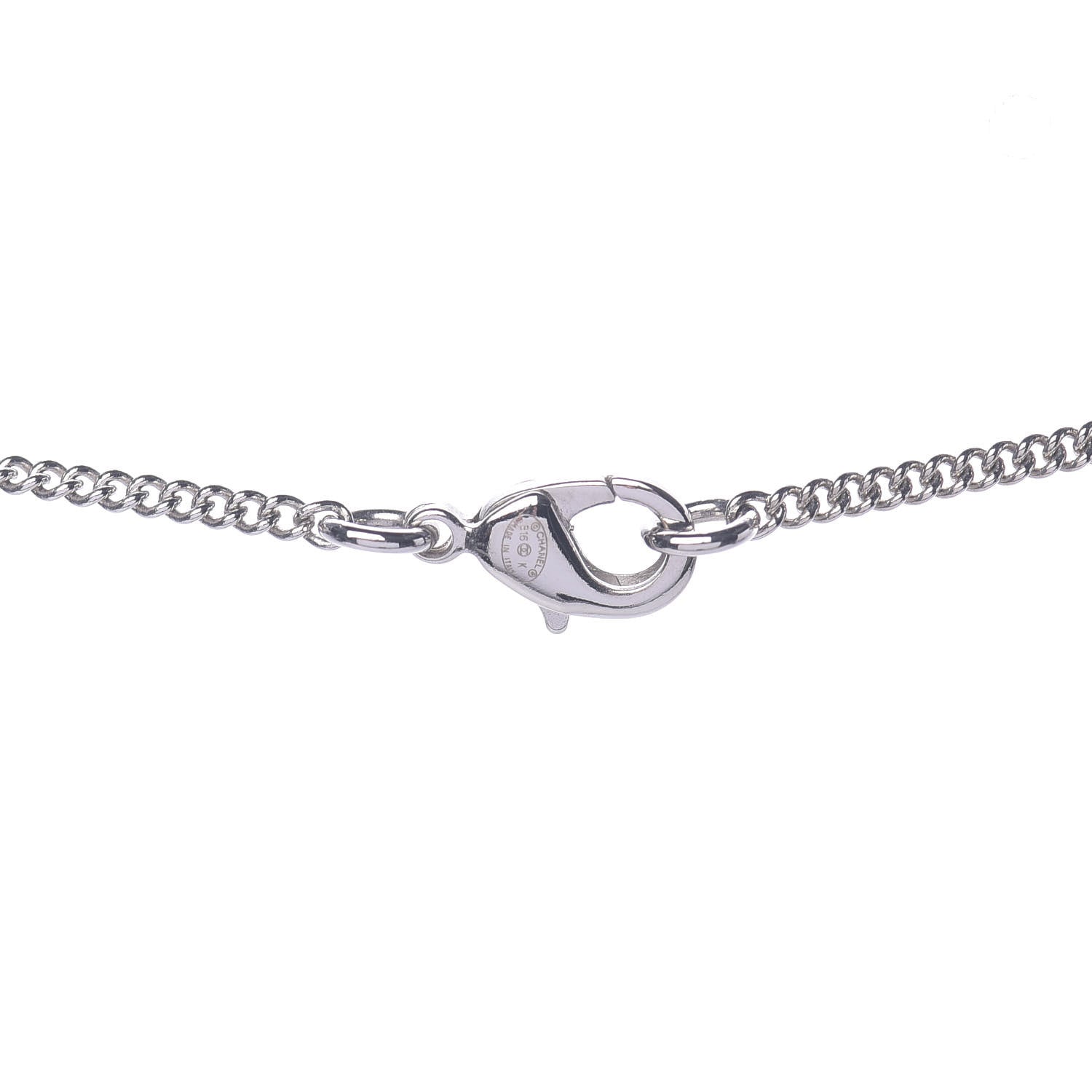 Chanel Crystal Emoji Choupette Cat Pendant Necklace Silver 5 of 6