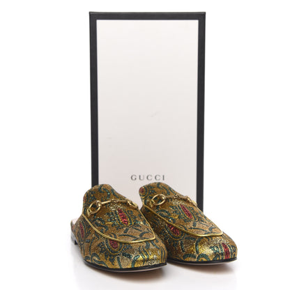 Gucci Iridescent Brocade Womens Princetown Slippers 39 Gold Multicolor 10 of 10