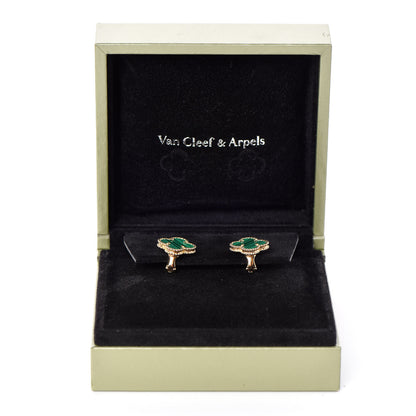Van Cleef & Arpels 18K Yellow Gold Malachite Vintage Alhambra Earrings 5 of 5