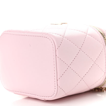 Chanel Lambskin Quilted Mini Top Handle Vanity Case With Chain Light Pink 10 of 10