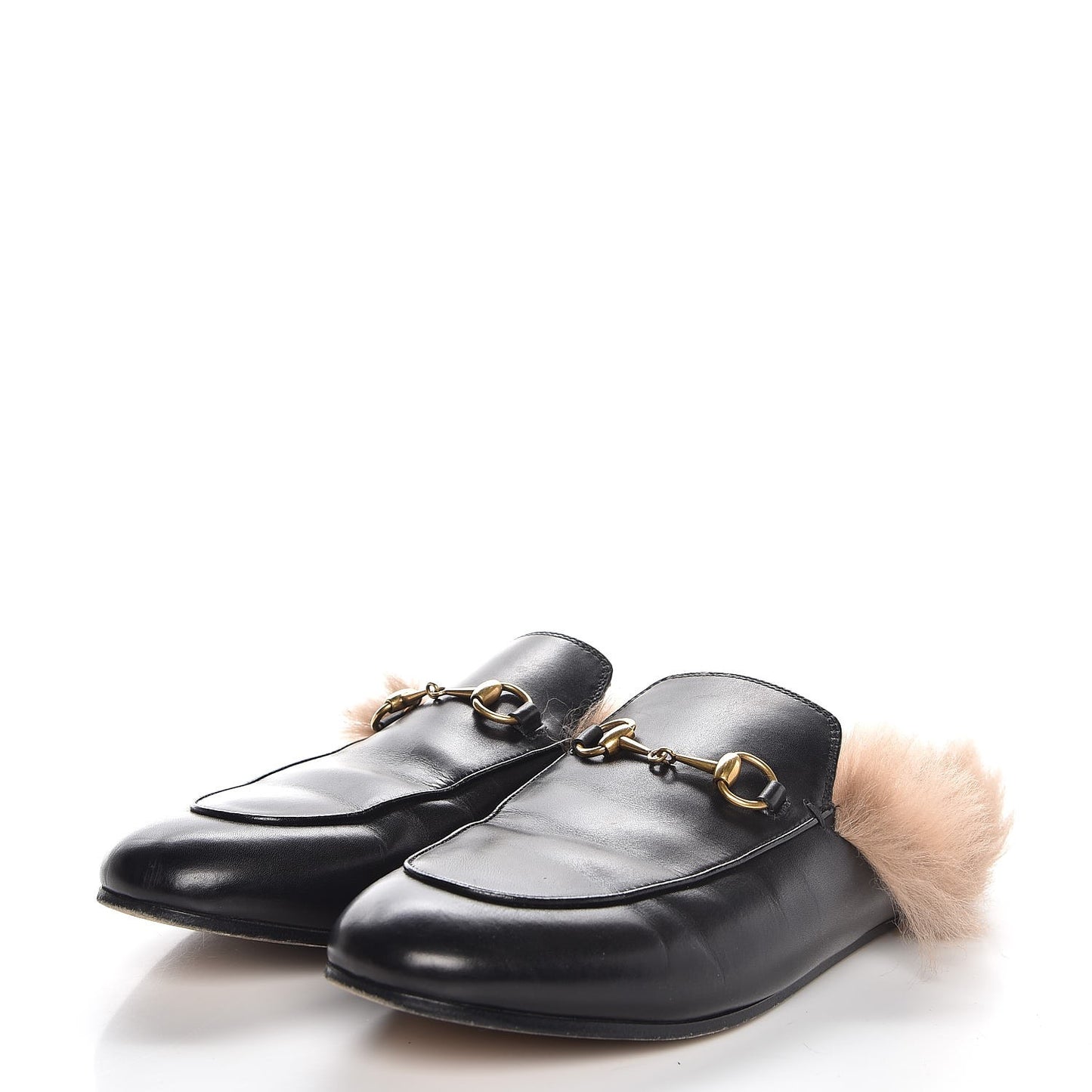 Calfskin Fur Womens Princetown Slippers 40 Black