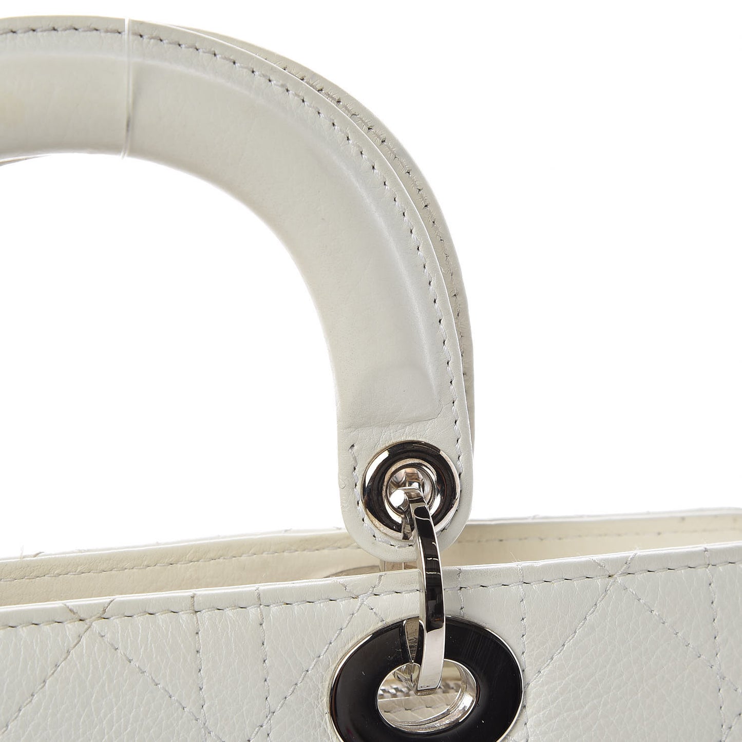 Calfskin Cannage Stitched Small Lady East West Lady Dior White