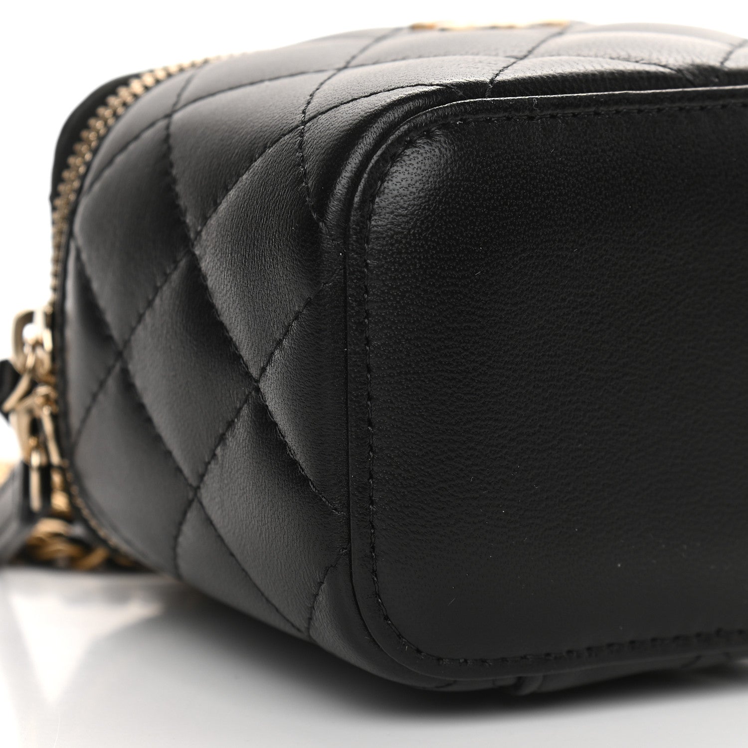 Chanel Lambskin Quilted Top Handle Mini Vanity Case With Chain Black 8 of 9