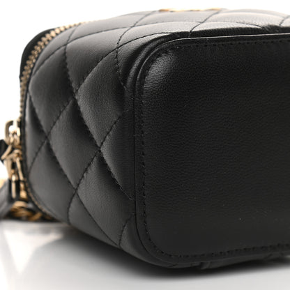 Chanel Lambskin Quilted Top Handle Mini Vanity Case With Chain Black 8 of 9