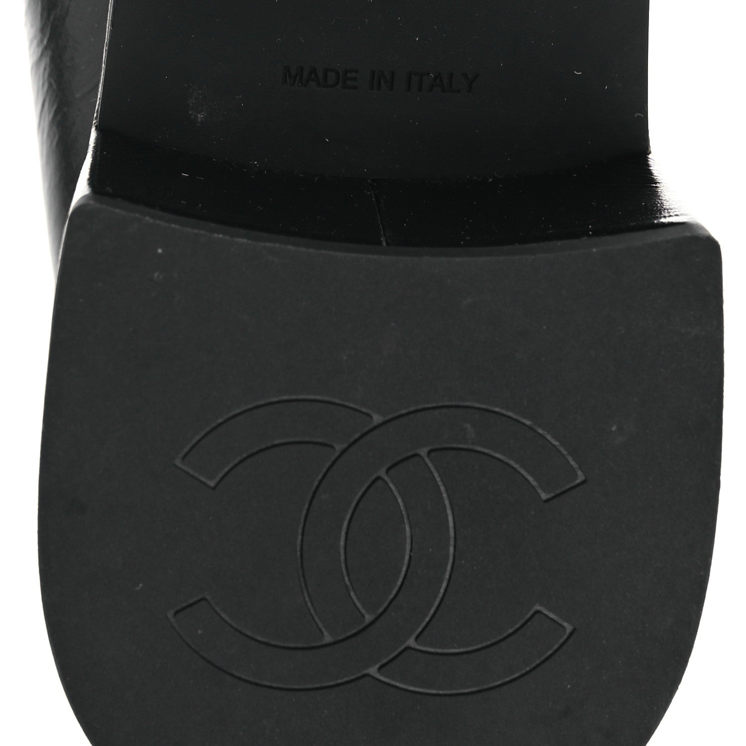 Chanel Shiny Calfskin Logo Loafers 38 Black 8 of 11