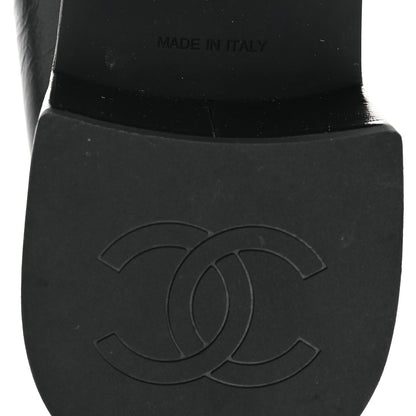 Chanel Shiny Calfskin Logo Loafers 38 Black 8 of 11