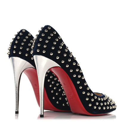 Christian Louboutin Velvet Specchio Billy Spikes Pumps 41 Silver Eclipse 5 of 8