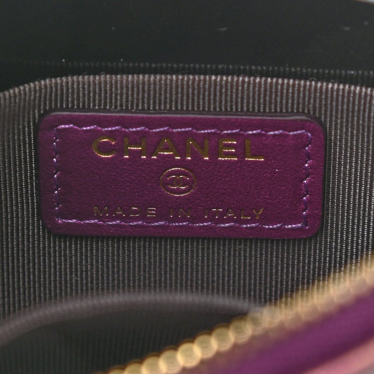 Iridescent Lambskin Quilted Cosmetic Case Purple