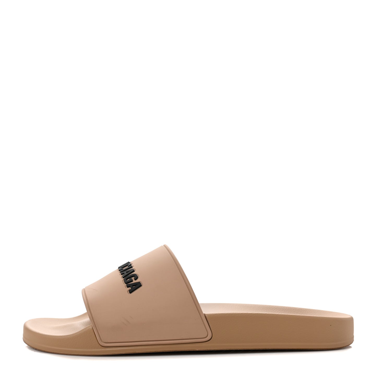 Rubber Logo Mens Pool Slide Sandals 46 Beige Black