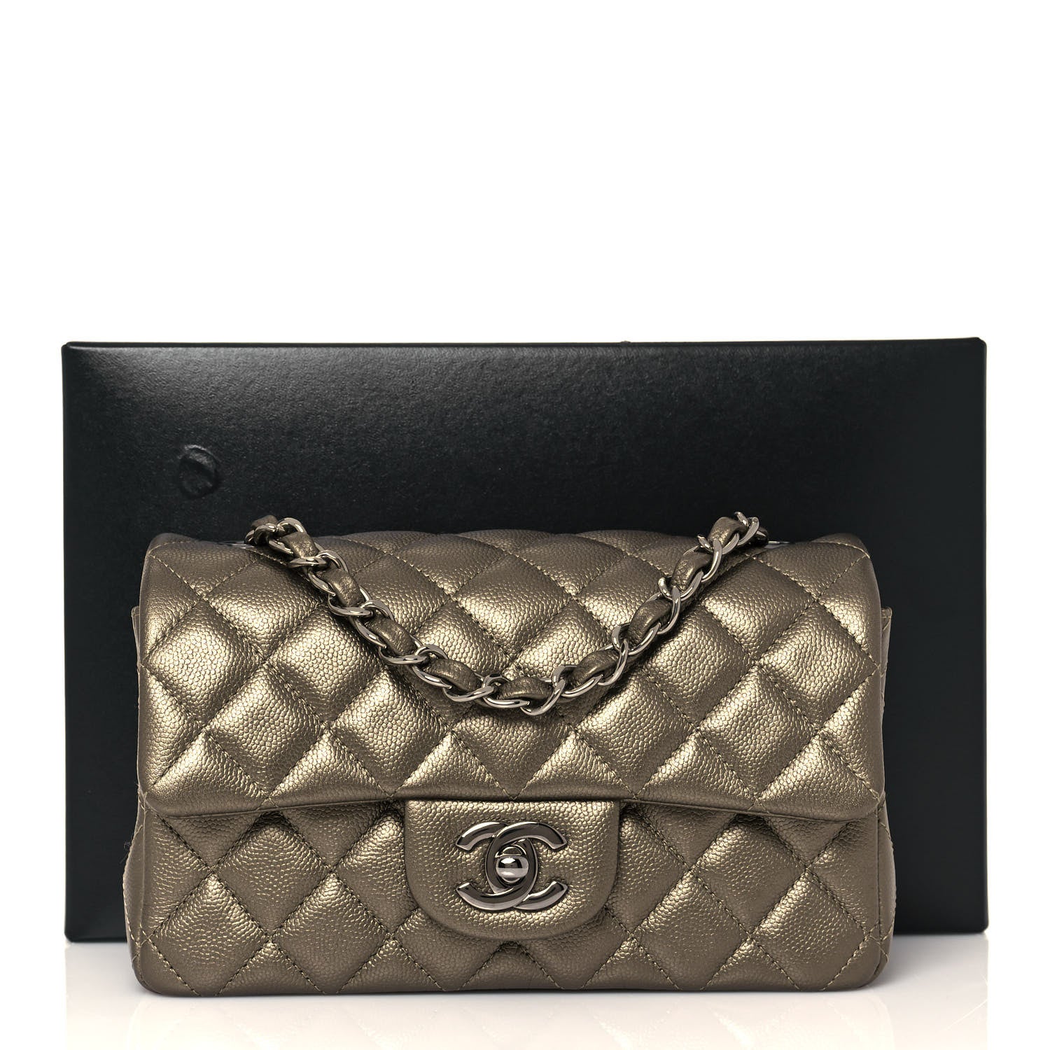 Chanel Iridescent Caviar Quilted Mini Rectangular Flap Bronze 12 of 12