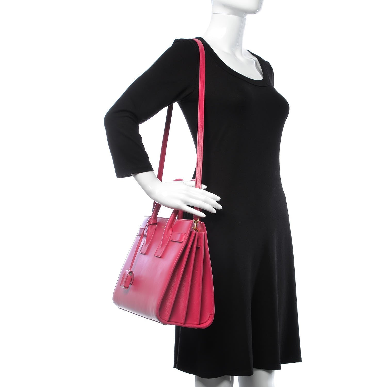Saint Laurent Calfskin Small Sac De Jour Lipstick Fuchsia 2 of 9