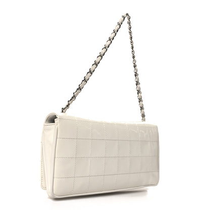 Chanel Patent Quilted Diagonal CC East West Chocolate Bar Flap White 3 of 14