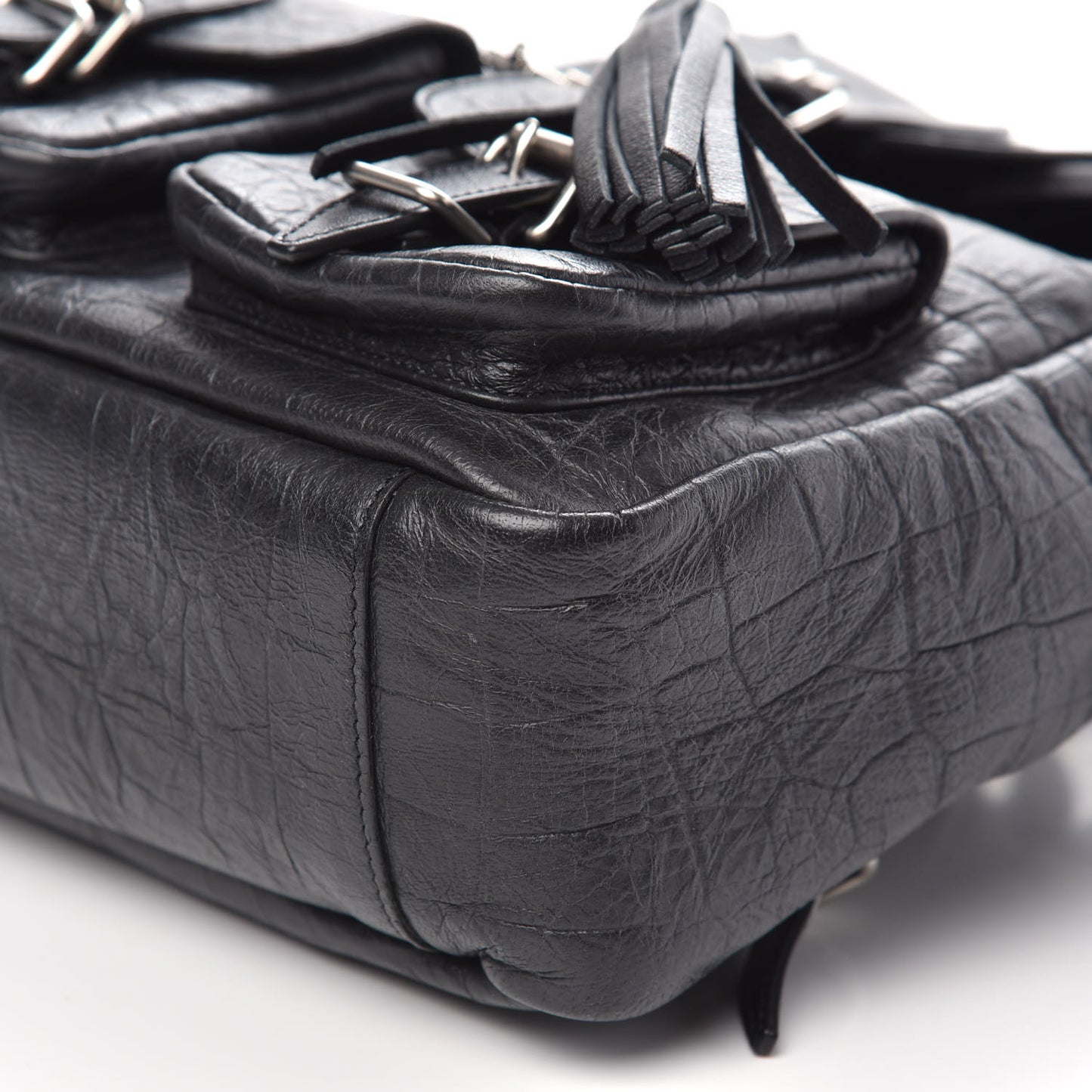 Crocodile Embossed Lambskin Festival Backpack Black