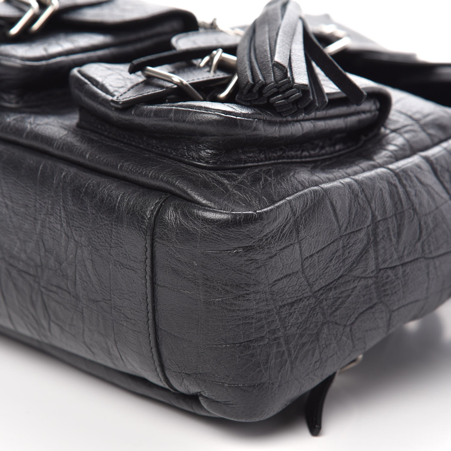 Saint Laurent Crocodile Embossed Lambskin Festival Backpack Black 8 of 8