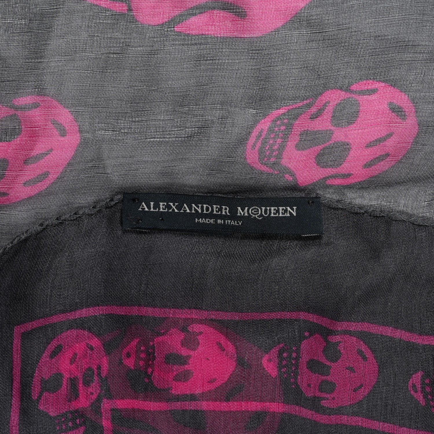 Alexander McQueen Silk Chiffon Skull Scarf Grey Pink 3 of 5