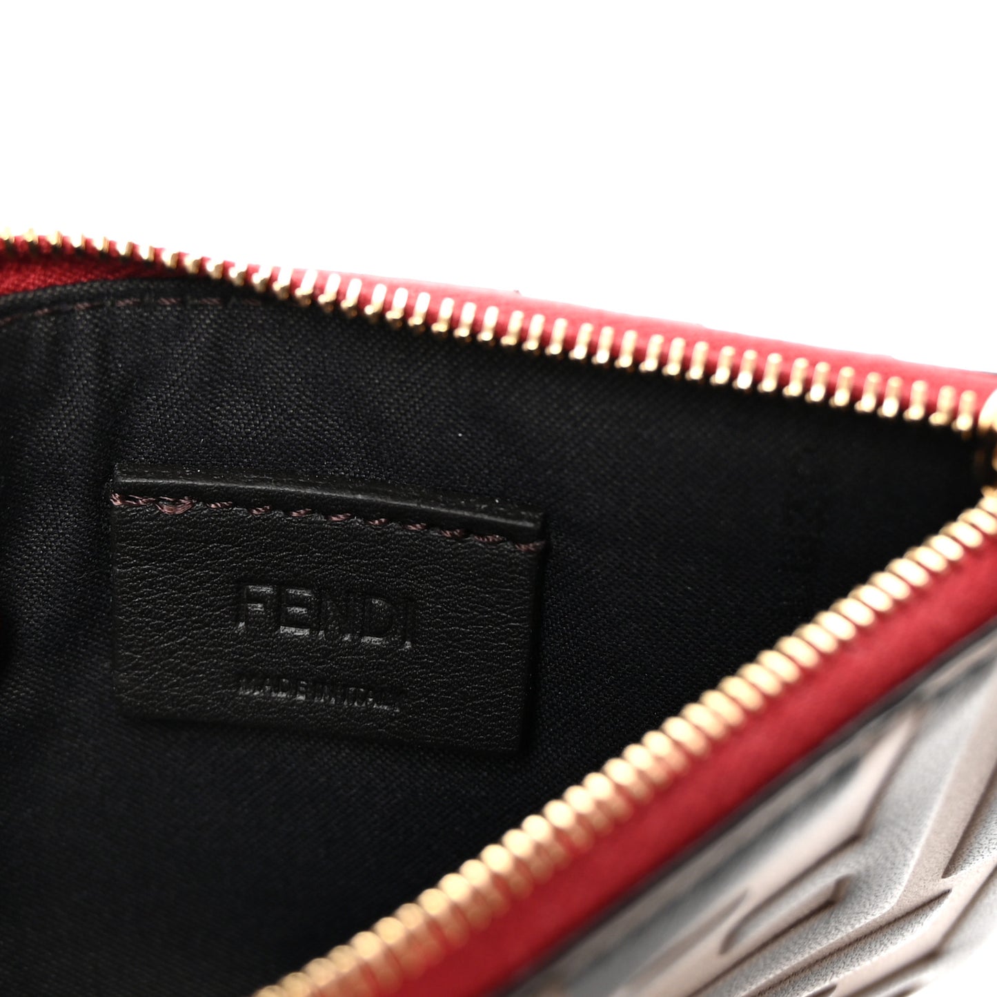 Vitello Cruise F is Fendi FF 1974 Embossed Zip Card Holder Maya Black Fragola