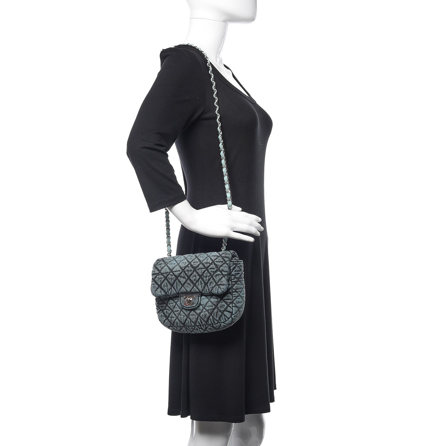 Chanel Denim Quilted Small Denimpression Flap Blue Black 2 of 10