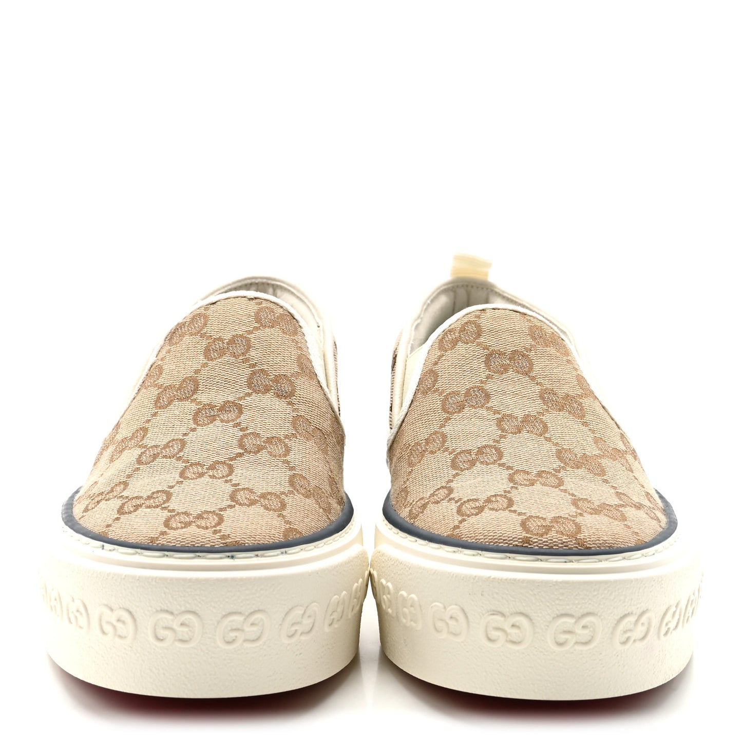 GG Monogram Womens 1977 Tennis Slip On 30mm Sneakers 36 Beige Ebony Mystic White