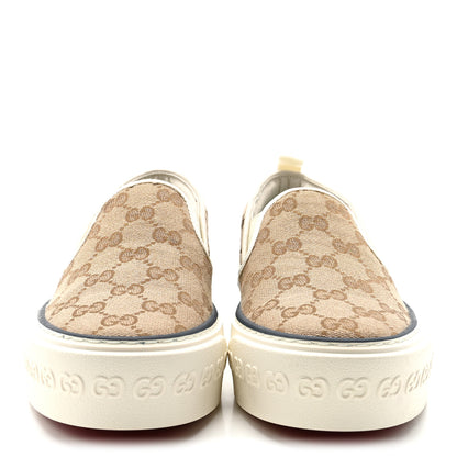 Gucci GG Monogram Womens 1977 Tennis Slip On 30mm Sneakers 36 Beige Ebony Mystic White 3 of 9