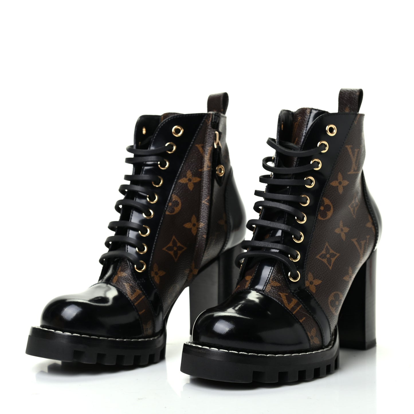 Patent Calfskin Monogram Star Trail Ankle Boots 37.5 Black