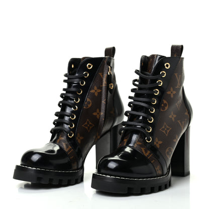Louis Vuitton Patent Calfskin Monogram Star Trail Ankle Boots 37.5 Black 3 of 10