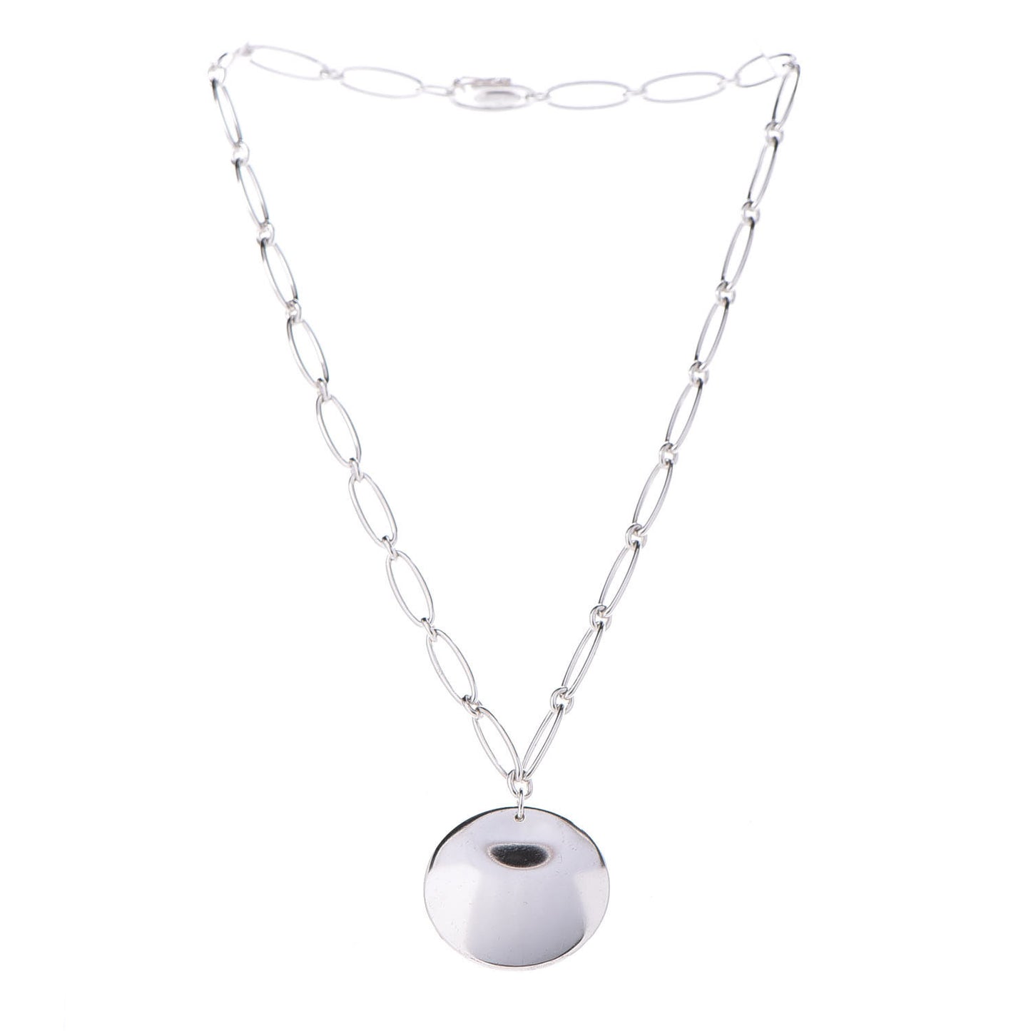 Sterling Silver Elsa Peretti Round Disc Pendant Necklace
