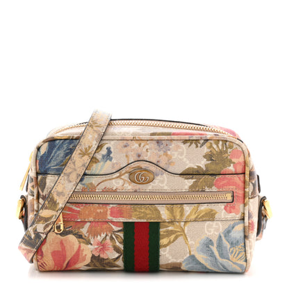 Gucci GG Supreme Monogram Water Flora Web Mini Ophidia Shoulder Bag Beige White Multicolor 1 of 11