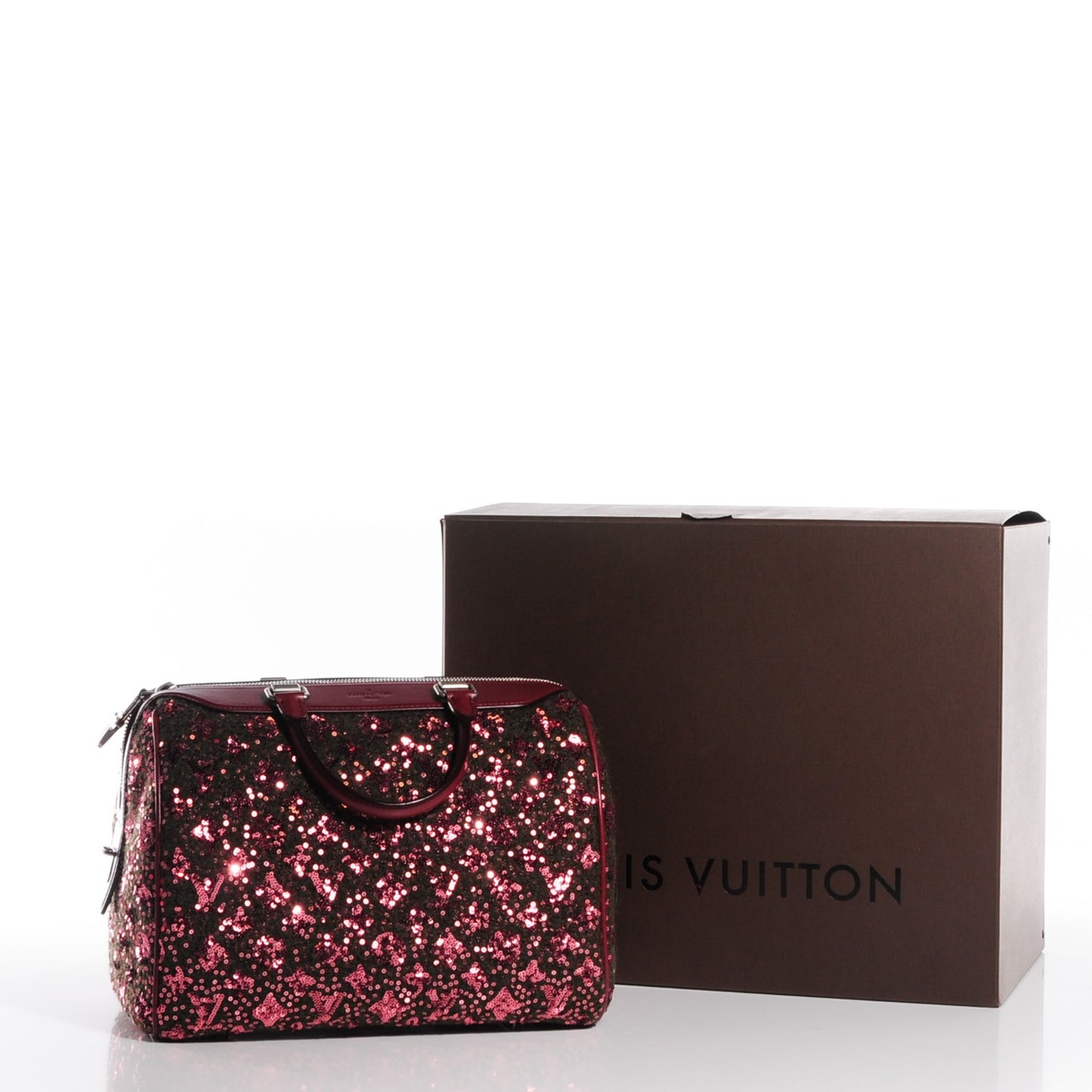 Sequin Monogram Sunshine Express Speedy Burgundy