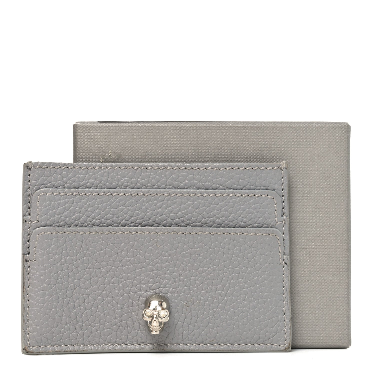 Alexander McQueen Grained Calfskin Skull Card Holder Grey 9 of 9
