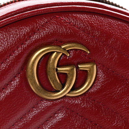 Gucci Glazed Calfskin Matelasse Heart Mini GG Marmont Round Shoulder Bag Romantic Cerise 9 of 13