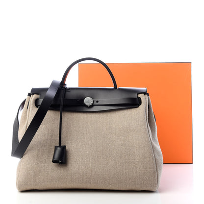 Hermes Military Toile Vache Hunter Herbag Zip Retourne 31 PM Ficelle Black 10 of 10