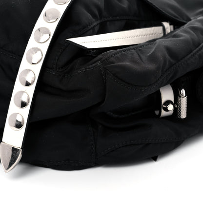 Prada Nylon New Vela Studded Messenger Black White 8 of 8