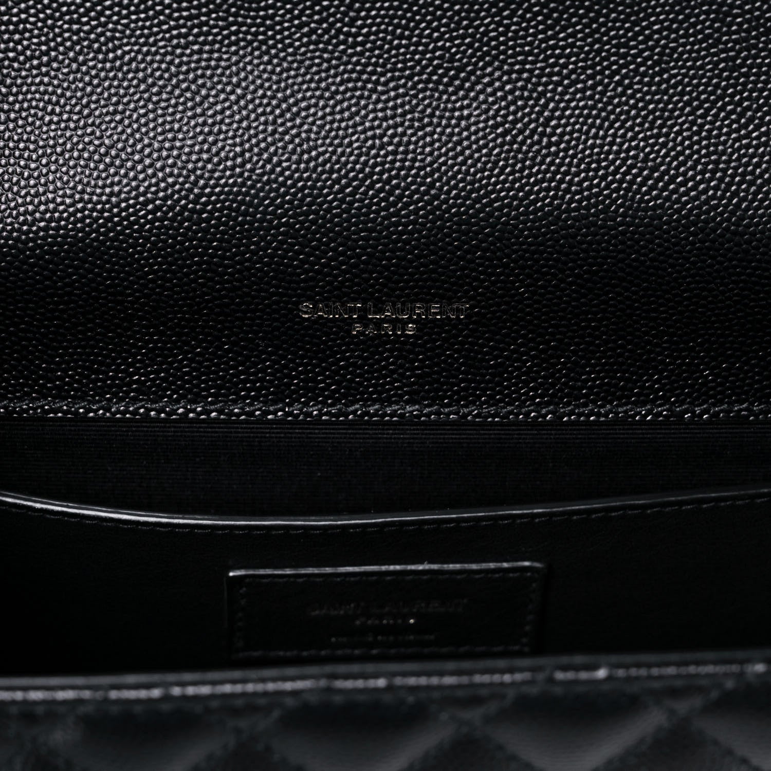 Saint Laurent Grain De Poudre Textured Mixed Matelasse Triquilt Medium Monogram Satchel Black 5 of 9