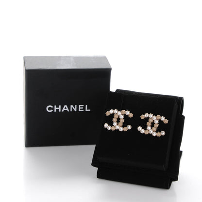 Chanel Crystal CC Earrings Light Gold 5 of 5