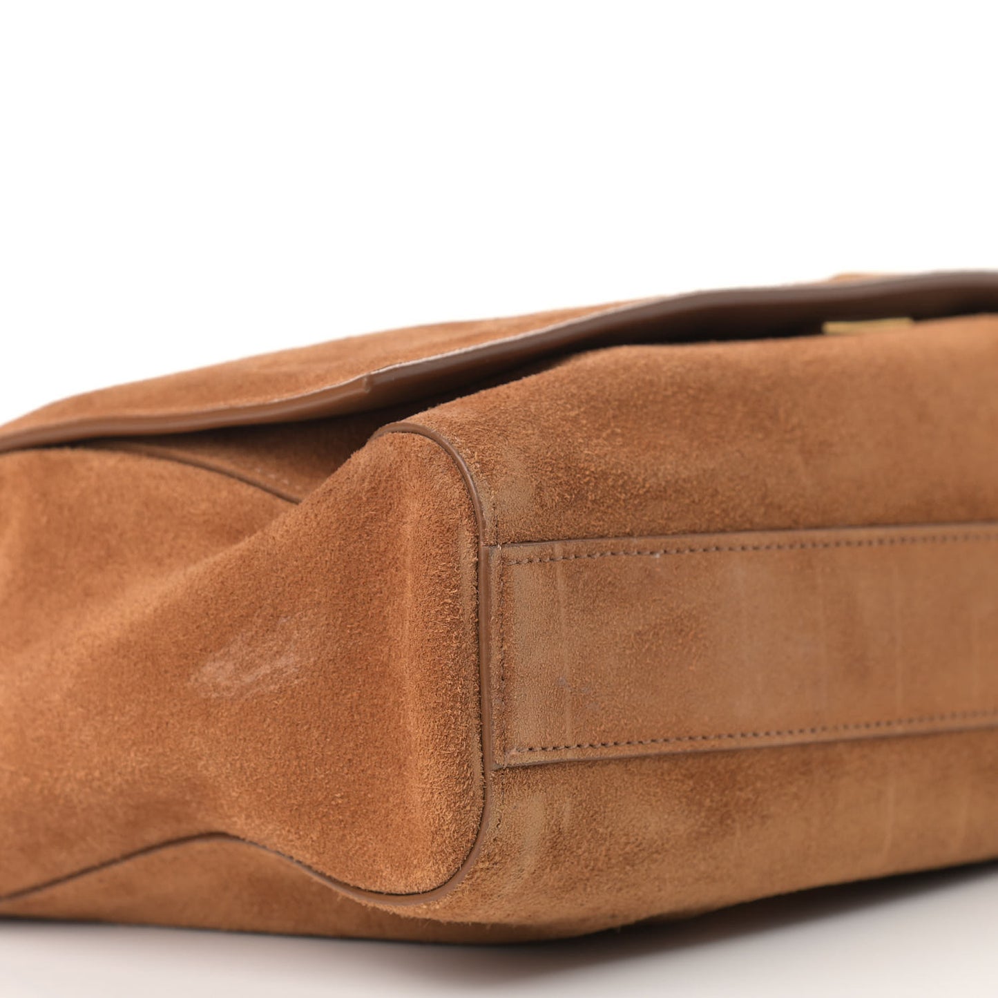 Smooth Calfskin Suede Medium Reversible Monogram Kate Satchel Light Ochre