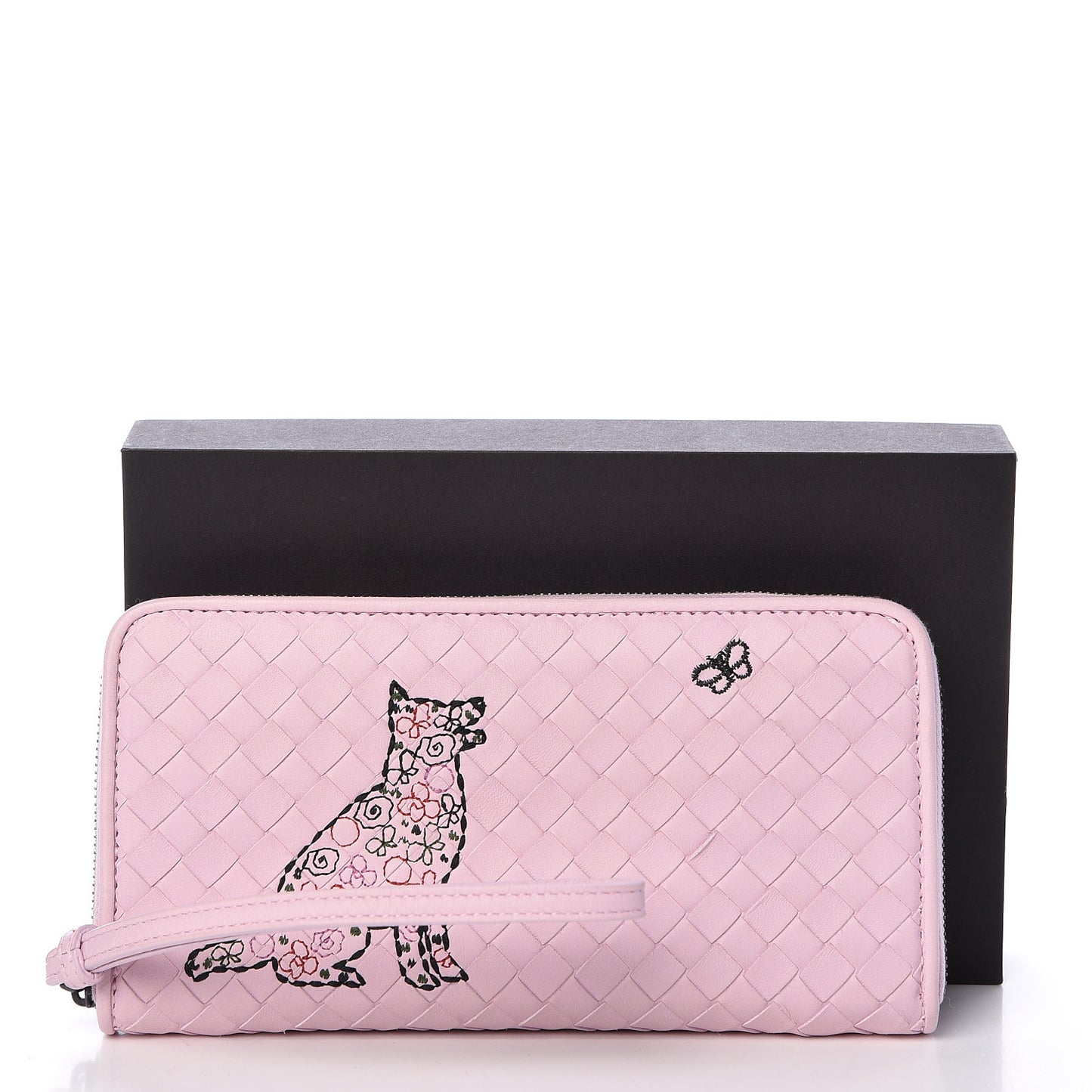 Nappa Intrecciato Zip Around Wallet Dragee