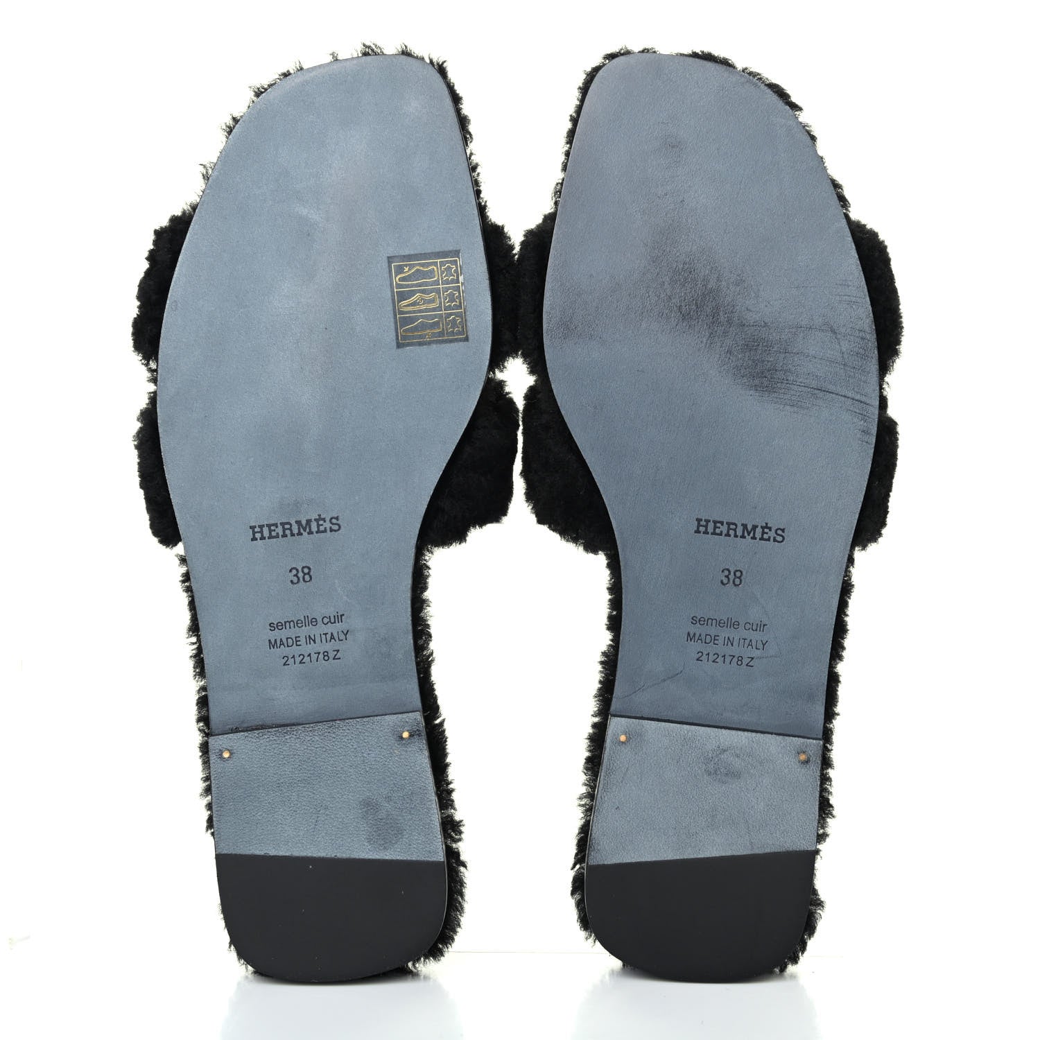 Hermes Woolskin Oran Sandals 38 Black 4 of 4