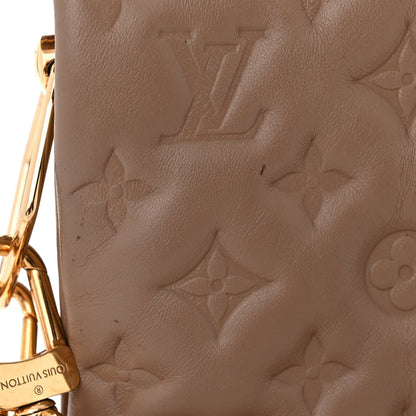 Louis Vuitton Lambskin Embossed Monogram Coussin MM Taupe 10 of 11
