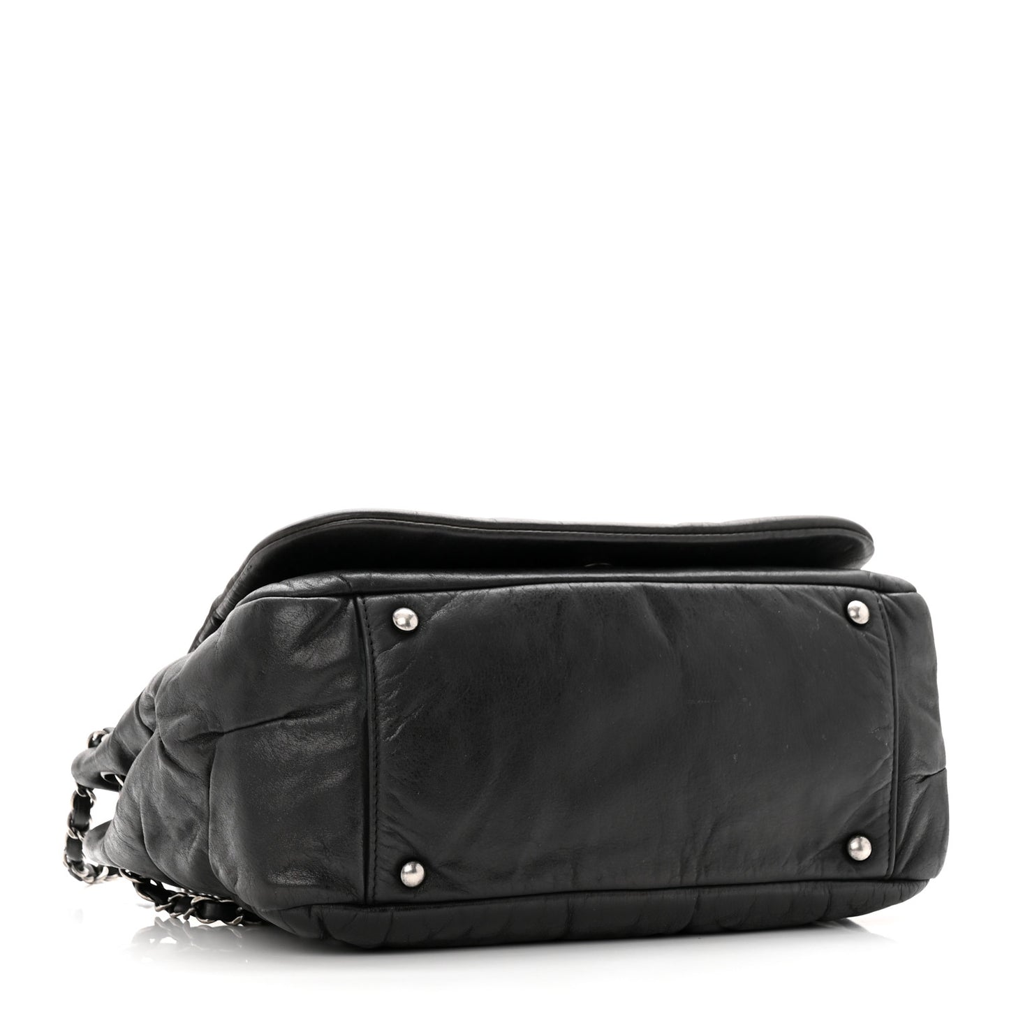 Iridescent Calfskin Glint Accordion Flap Black