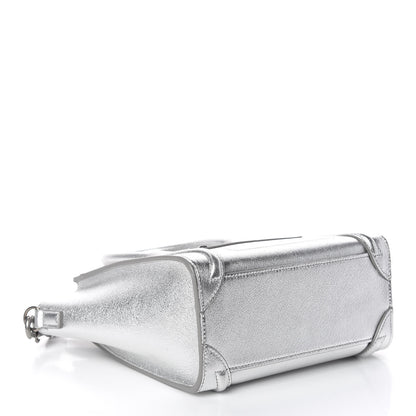 Celine Laminated Lambskin Nano Luggage Silver 4 of 11