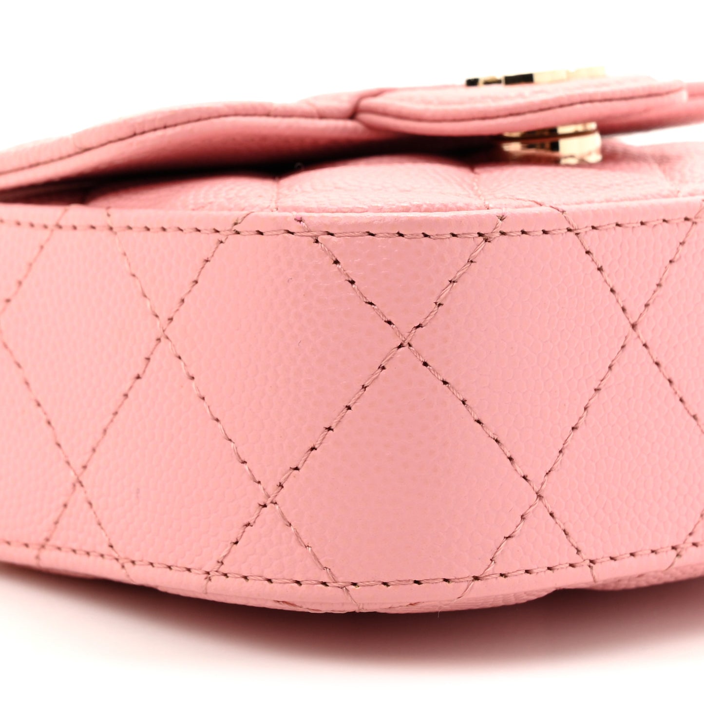 Caviar Quilted Mini Clutch With Chain Pink