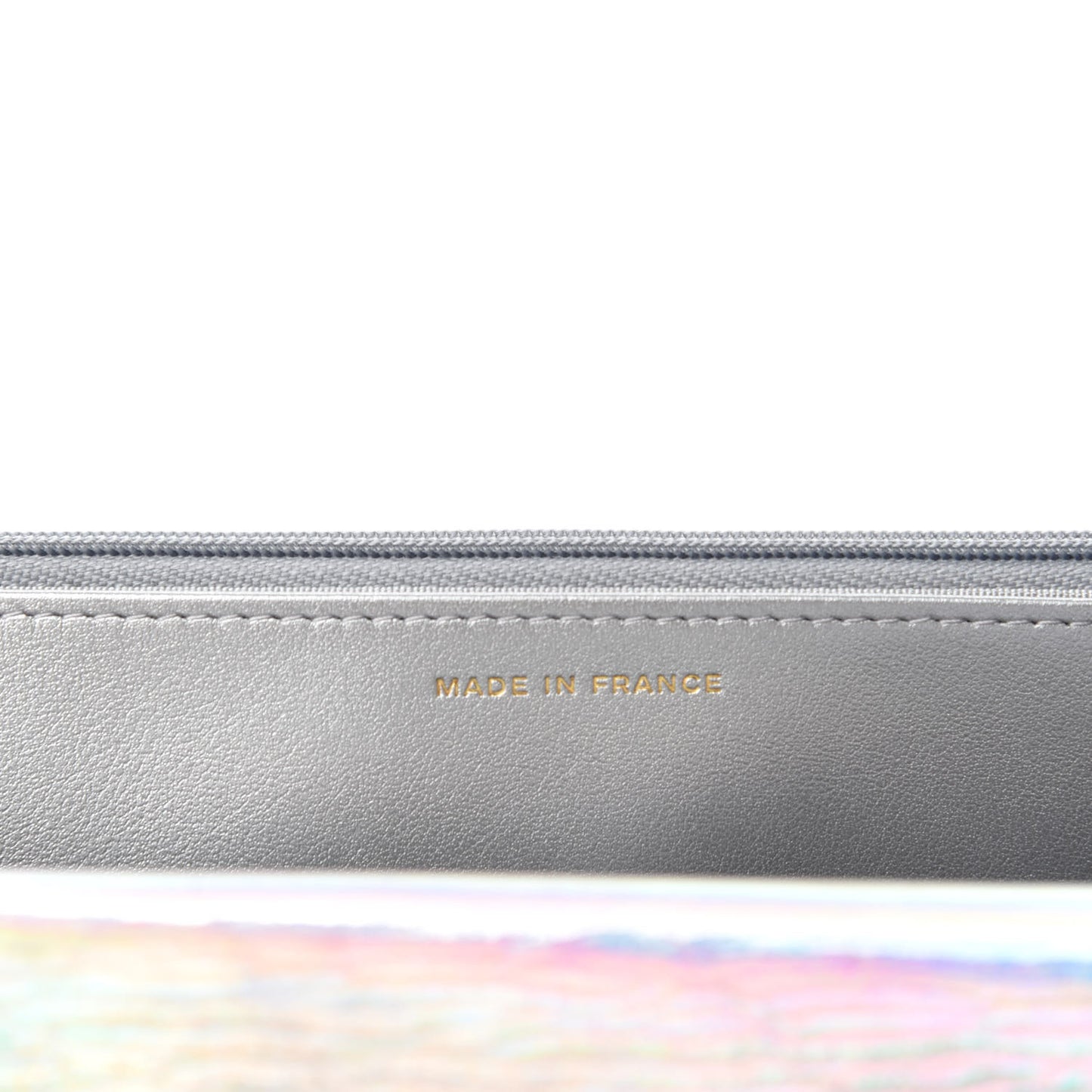 Iridescent Goatskin Quilted Wallet On Chain WOC Silver